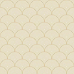 Behang Achtergrondpatroon naadloze cirkel abstracte golf achtergrond streep gouden luxe kleur en lijn. Geometrische lijnvector. Luxe creëert achtergrondontwerp. © Strawberry Blossom