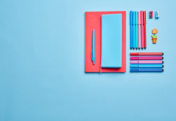 stationery with copyspace on a blue background
