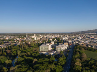 Green and beautiful city Christchurch with a bird's-eye view