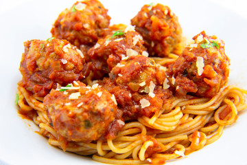 Spaghetti and Meatballs with Parmesan cheese