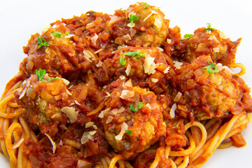 Spaghetti and Meatballs with Parmesan cheese