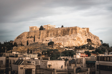 The Acropolis of Athens is an ancient citadel located on a rocky above the city of Athens, Greece