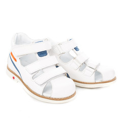 Children's white sandals for boys isolated on white