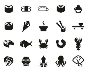 Sushi Icons Black & White Set Big