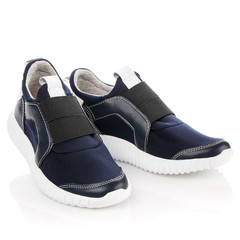 Dark blue shoes for boys isolated on white