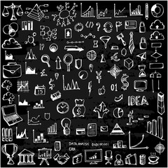 Set of Business Drawing illustration Hand drawn doodle Sketch line vector on chalkboard eps10