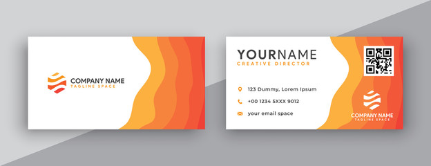 business cards design, orange business card template . editable business card vector . modern wavy style business card orange color