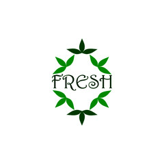 Fresh word lettering icon. Eco sign