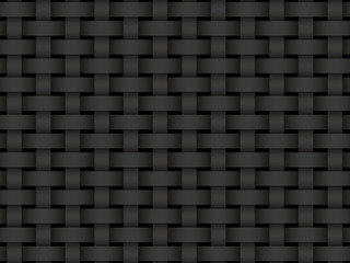 Black seamless pattern of intersected stripes. Vector dark background illustration.