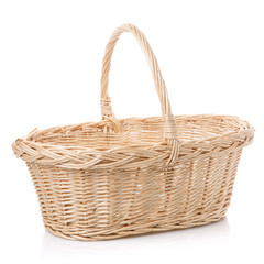 Fototapeta na wymiar Rustic wicker basket isolated on white background.