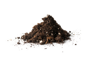 Pile of Soil with Mineral Fertilizers Isolated on White Background