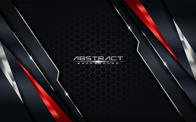 Modern futuristic background vector on layer red with dark navy and shadow black space with abstract style design.