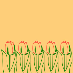 spring holiday card with red tulips