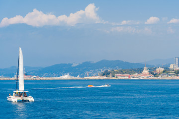 resort beach, view from the water