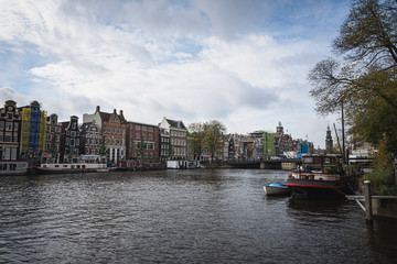 houses and boats of Amsterdam