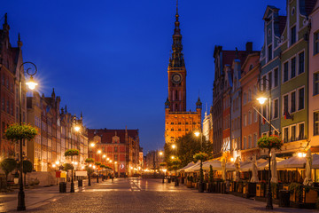 View of the main streets of the old cities of Gdańsk