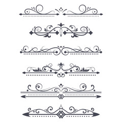 Vintage ornamental dividers. Typographic decorations isolated on white background