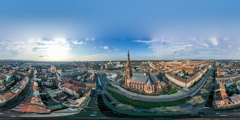 360 Grad Panorama Luftbildaufnahme am 08.02.2020 in Karlsruhe, Durlacher Tor, Germany