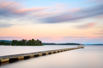 Jetty on the lake. Orsa, Dalarna, Sweden