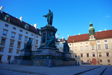 The statue of Emperor Francis I at the courtyard of Hofburg Palace in Vienna