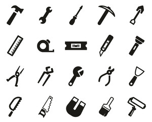 Tools Icons Black & White Set Big