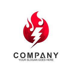 fire thunder logo design concept