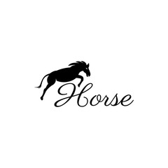 black horse jump animal logo design vector illustration