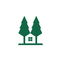 Obraz na płótnie Canvas modern pine tree and home logo design vector