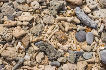Stones on the beach. Sea pebbles and stones background. Mineral and granite wallpaper. Abstract sea nature background. 