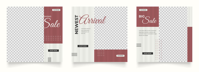 Naklejka premium social media post template for digital marketing and sale promo. fashion advertising. banner offer. pink and black color. promotional mockup photo vector frame illustration.