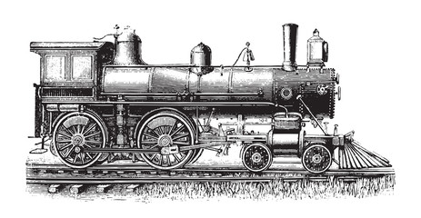 Old locomotive / vintage illustration from Brockhaus Konversations-Lexikon 1908 © Hein Nouwens