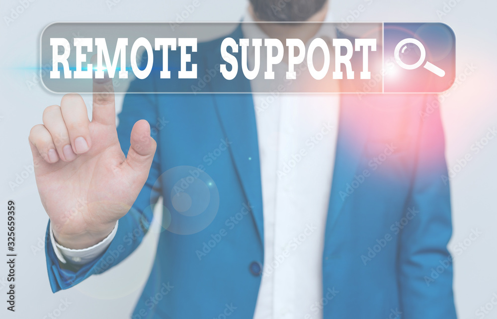 Poster text sign showing remote support. business photo showcasing help endusers to solve computer problems