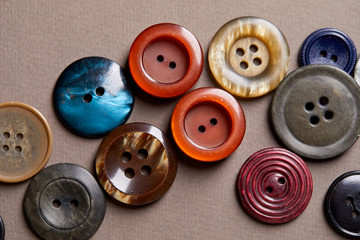 Background and texture of multicolored antique buttons