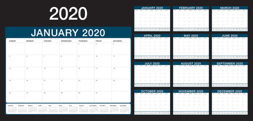 Year 2020 desk calendar vector illustration