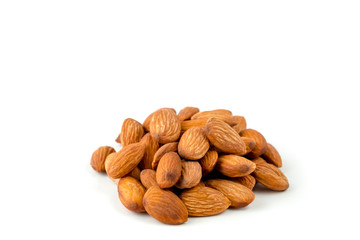 almonds isolated on white background and clipping path.