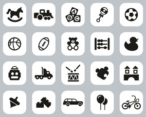 Toys Icons Black & White Flat Design Set Big