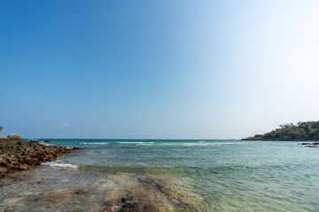 beautiful blue sky tropical paradise coast beach ocean summer sea view at PP Island, Krabi, Phuket, Thailand.