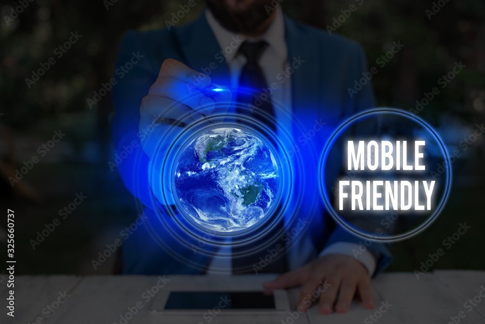 Poster writing note showing mobile friendly. business concept for website is designed to display on a mobil