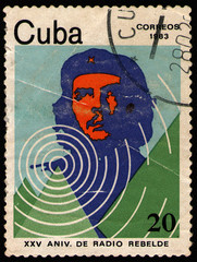 portrait of Che Guevara and radio waves, circa 1983
