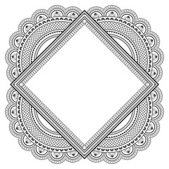 Decorative monochrome pattern in ethnic oriental style for greeting card, invitation, announcement or coloring book page