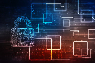 2d illustration Safety concept: Closed Padlock on digital background