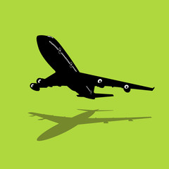 Jumbo jet silhouette with details