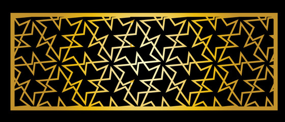 Cutout silhouette panel with ornamental geometric arabic pattern. Template for printing, laser cutting stencil, engraving. Vector illustration.