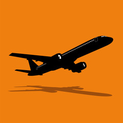 Commercial passenger airplane silhouette with details