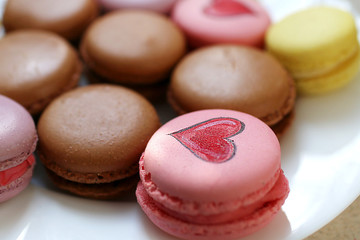 Macaron french delicious sweet dessert. Close-up.