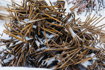 iron fittings on a construction site