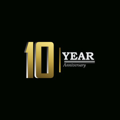 10 Years Anniversary Celebration Gold Vector Template Design Illustration
