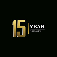 15 Years Anniversary Celebration Gold Vector Template Design Illustration
