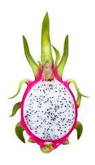 Dragon fruit or Pitahaya isolated on white background. Dragon fruit on white With clipping path.