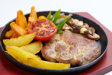 meat with potatoes and mushrooms